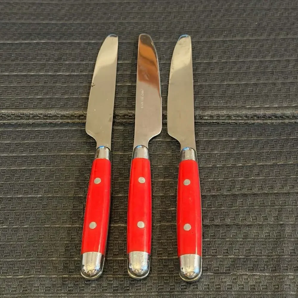 Cambridge Silver Jubilee-Red Stainless Steel Plastic Handle Knives Set of 3